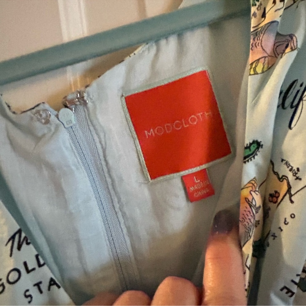 Modcloth Sky Blue California Map Pockets Mini Dress - Picture 5 of 5